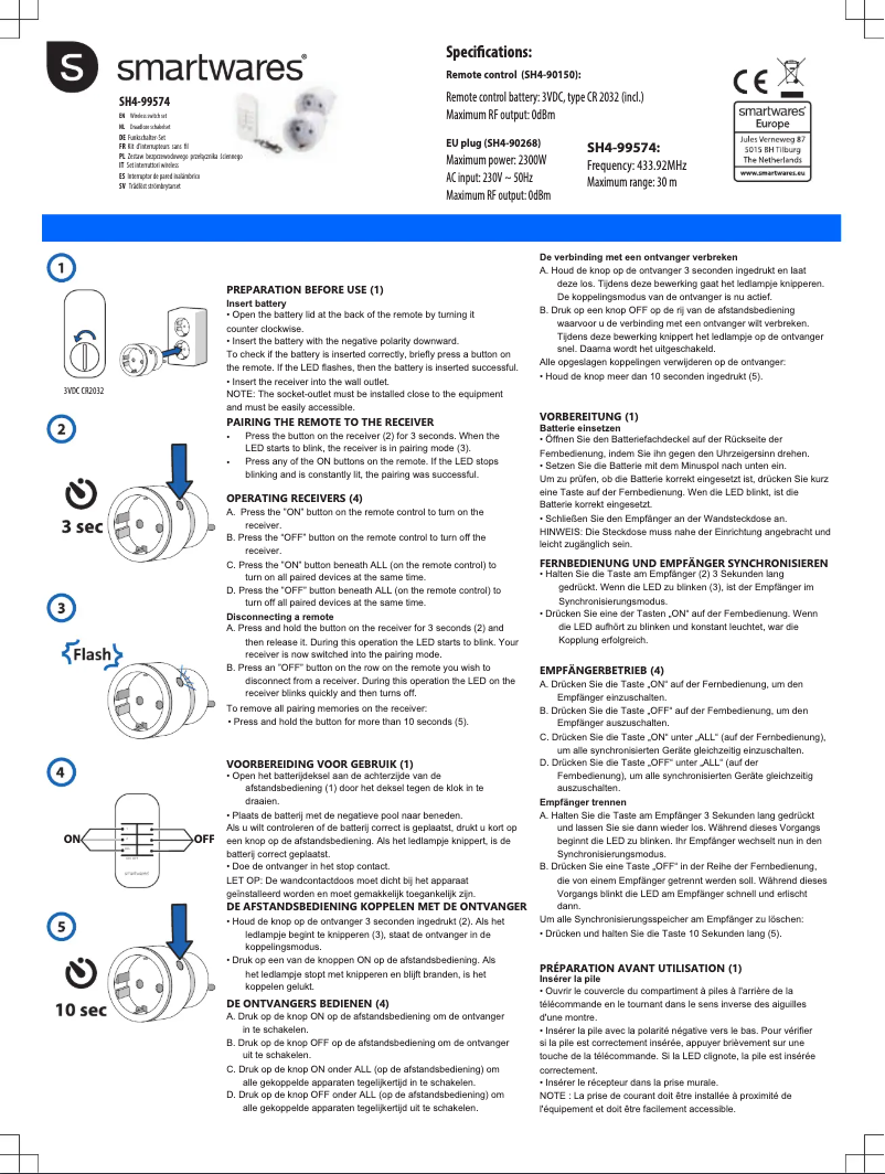 Page 1 of the manual User Manual Smartwares SH4-99574