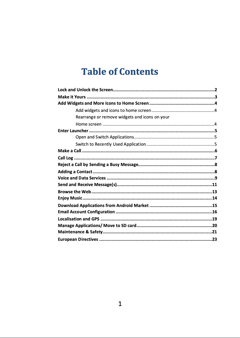 Page 1 of the manual User Manual E-Boda Sunny V37