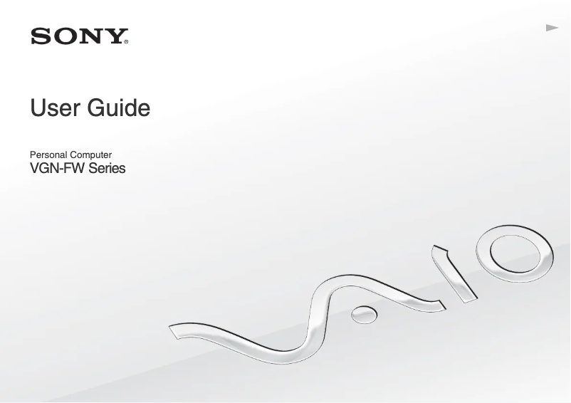 First page image of the manual for Vaio VGN-FW490