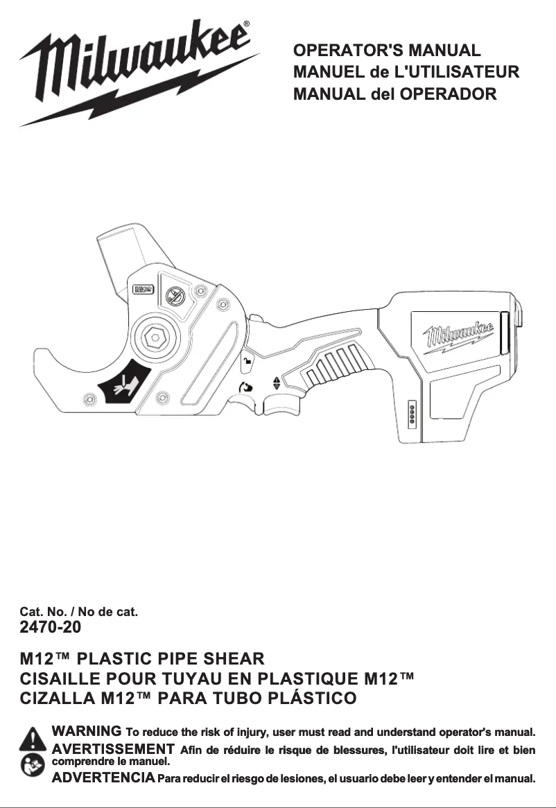Page 1 of the manual User Manual Milwaukee 2470-20