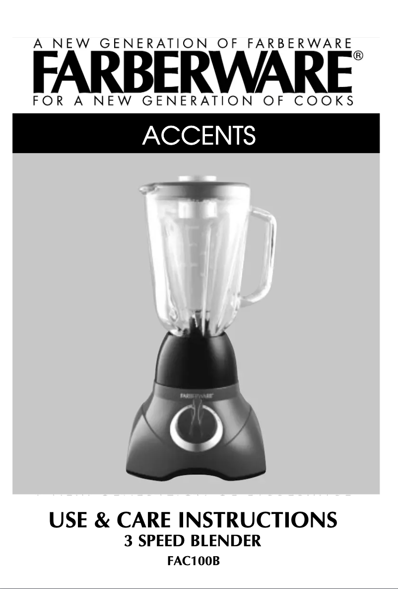 First page image of the manual for FAC100B