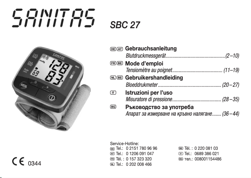 Page 1 de la notice Manuel utilisateur Sanitas SBC 27