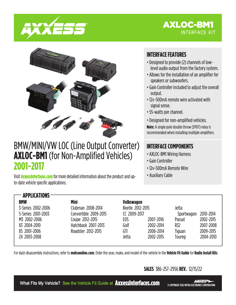 First page image of the manual for AXLOC-BM1