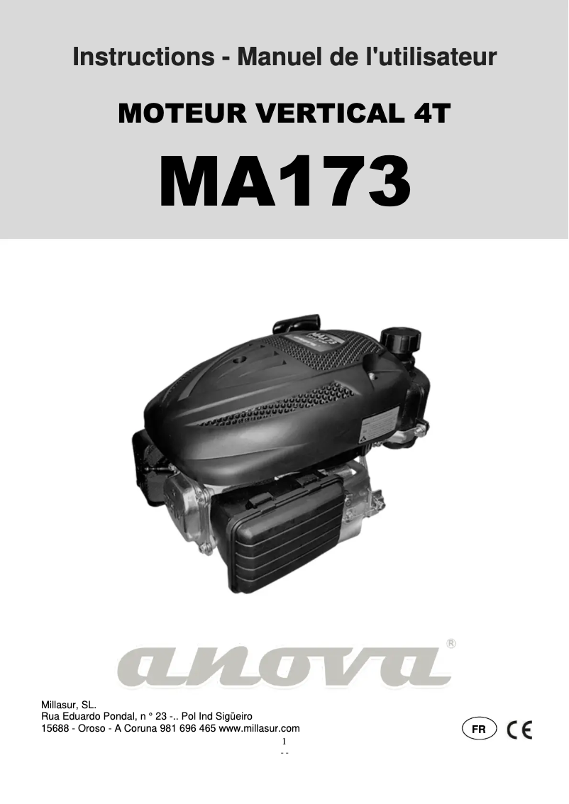 First page image of the manual for MA173