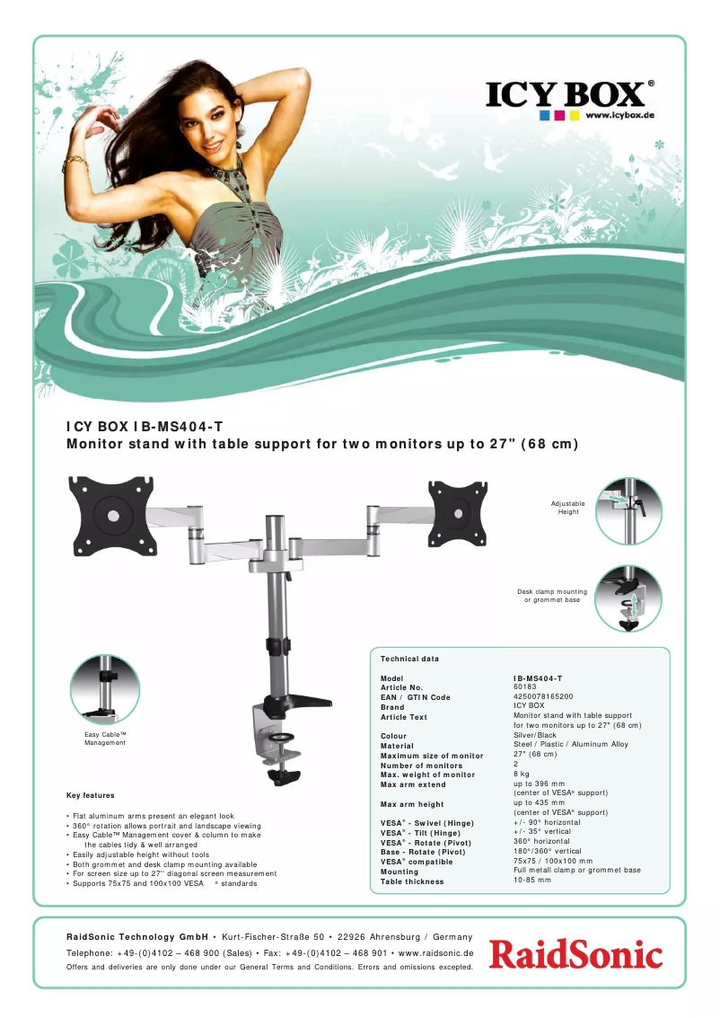 Page 1 of the manual Technical Sheet Icy Box IB-MS404-T