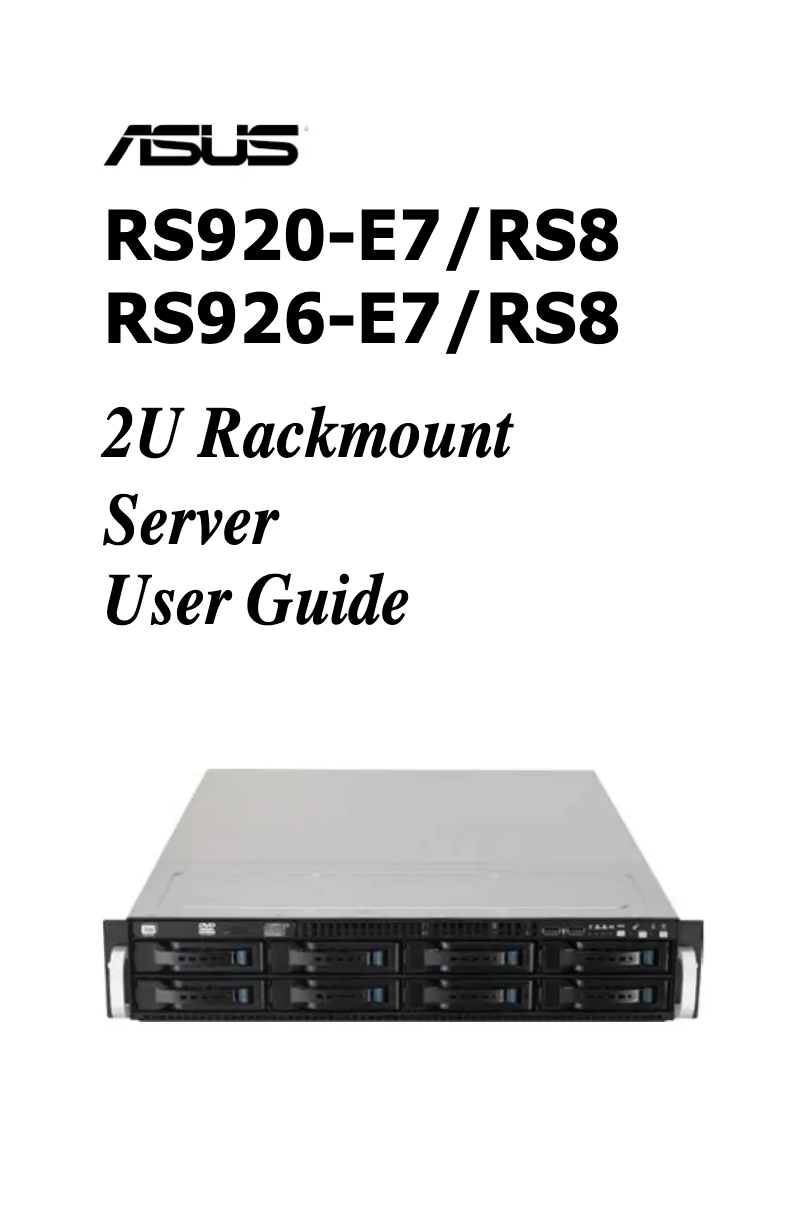 First page image of the manual for RS920-E7/RS8