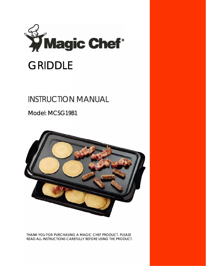 Page 1 of the manual User Manual Magic Chef MCSG19B1