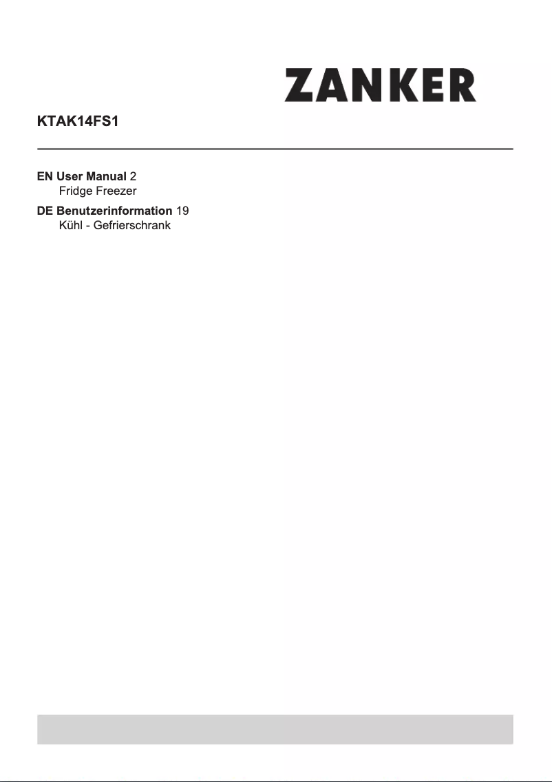 Page 1 of the manual User Manual Zanker KTAK14FS1