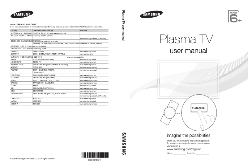 First page image of the manual for PS51D6910DS