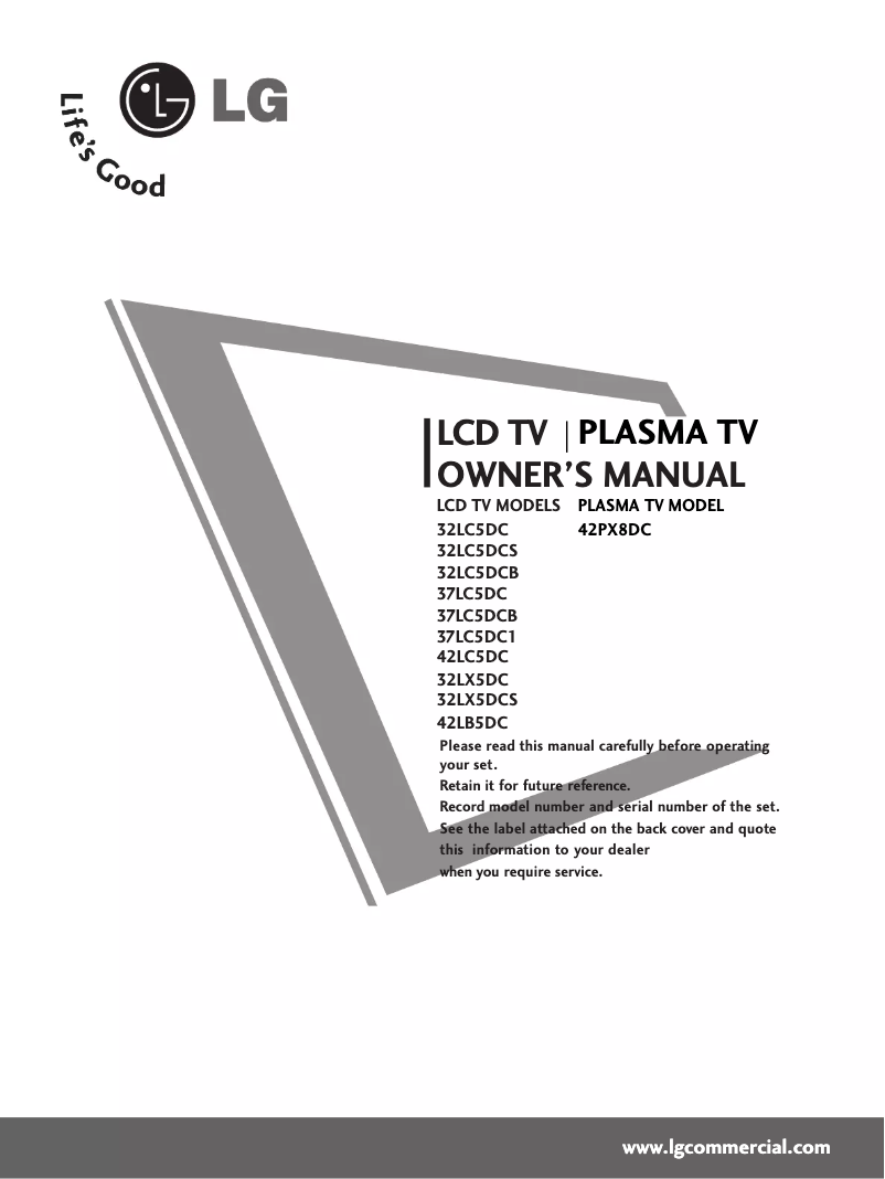 First page image of the manual for 42LC5DC