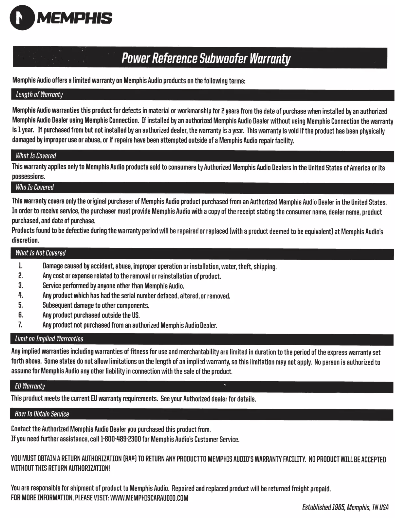 Page 1 of the manual User Manual Memphis Audio 15-PRX8S4