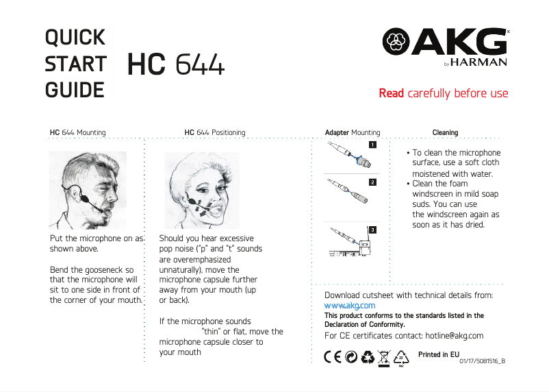 First page image of the manual for HC644