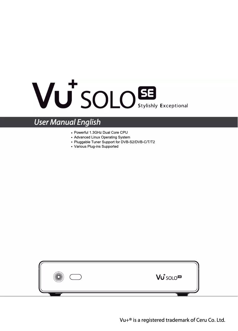 First page image of the manual for SOLO SE