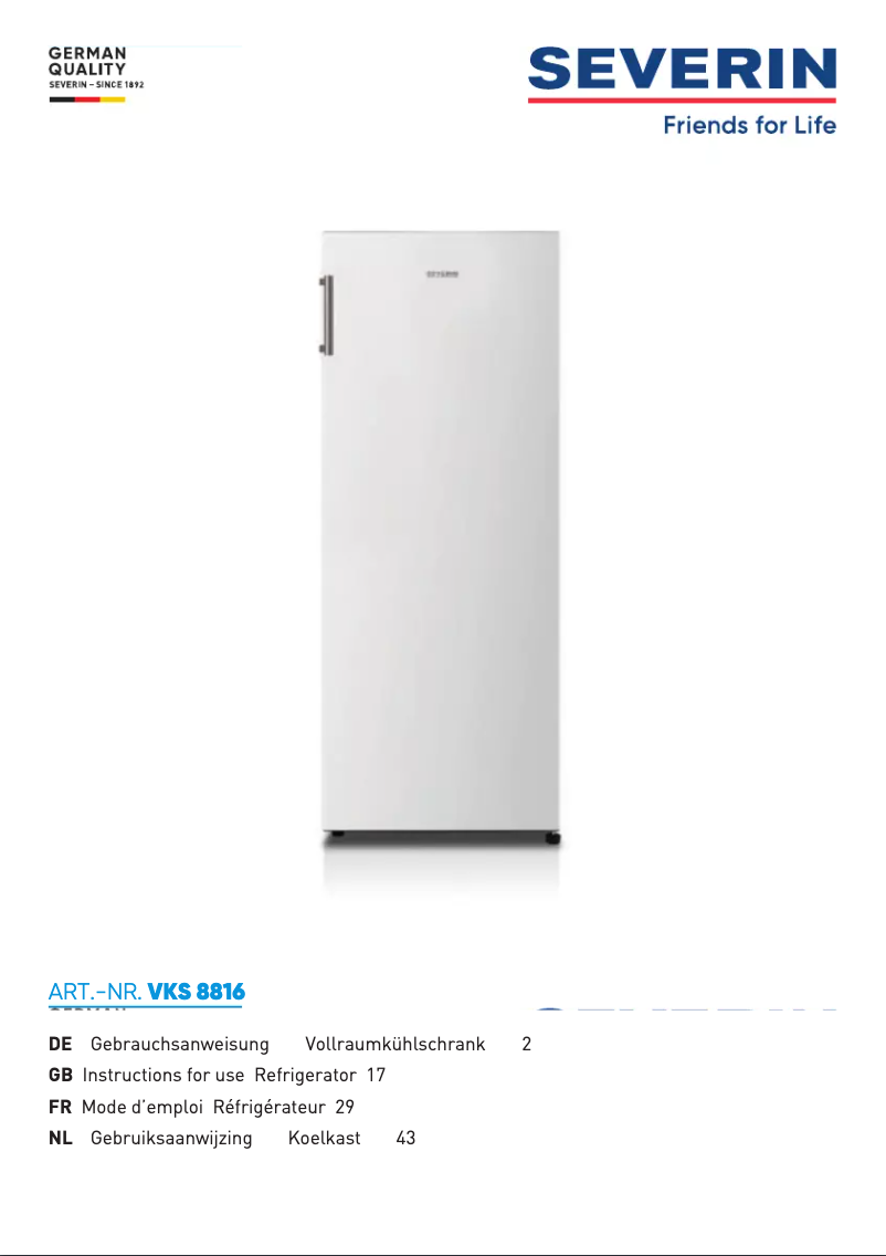 First page image of the manual for VKS 8816