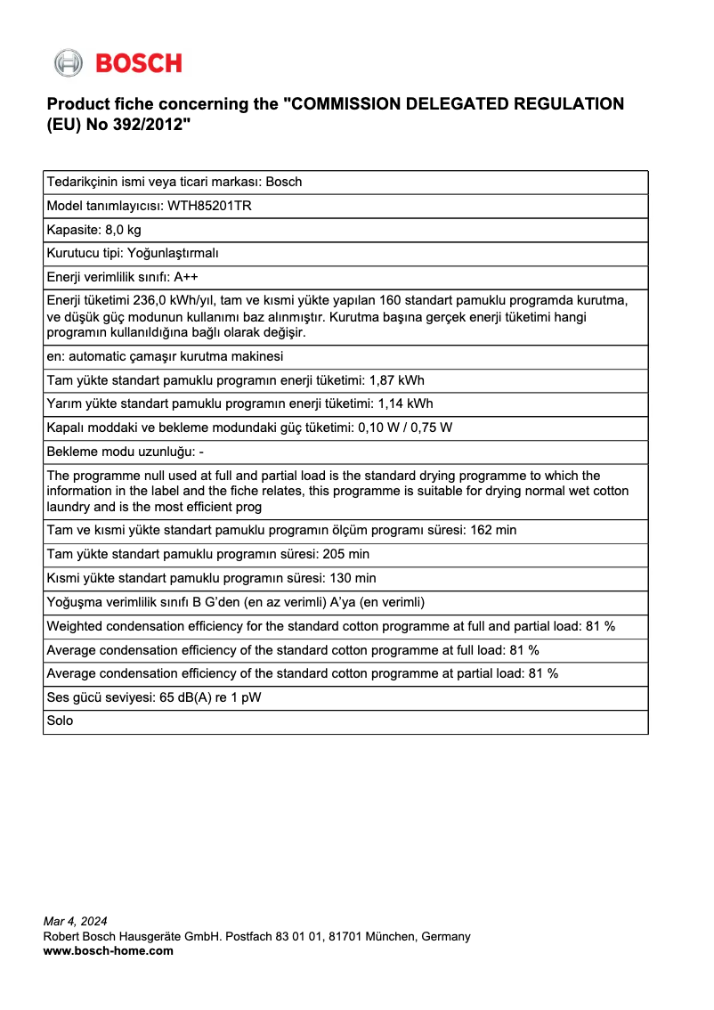 First page image of the manual for WTH85201TR