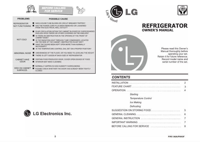 First page image of the manual for GR-191RLK