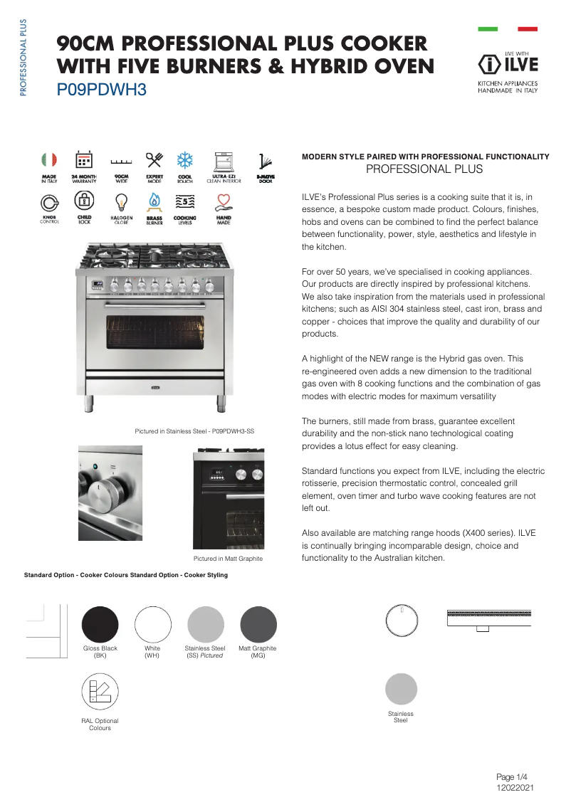 First page image of the manual for P09PDWH3SS