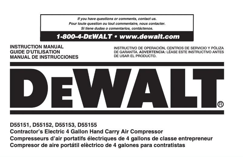 Page 1 of the manual User Manual DeWalt D55151