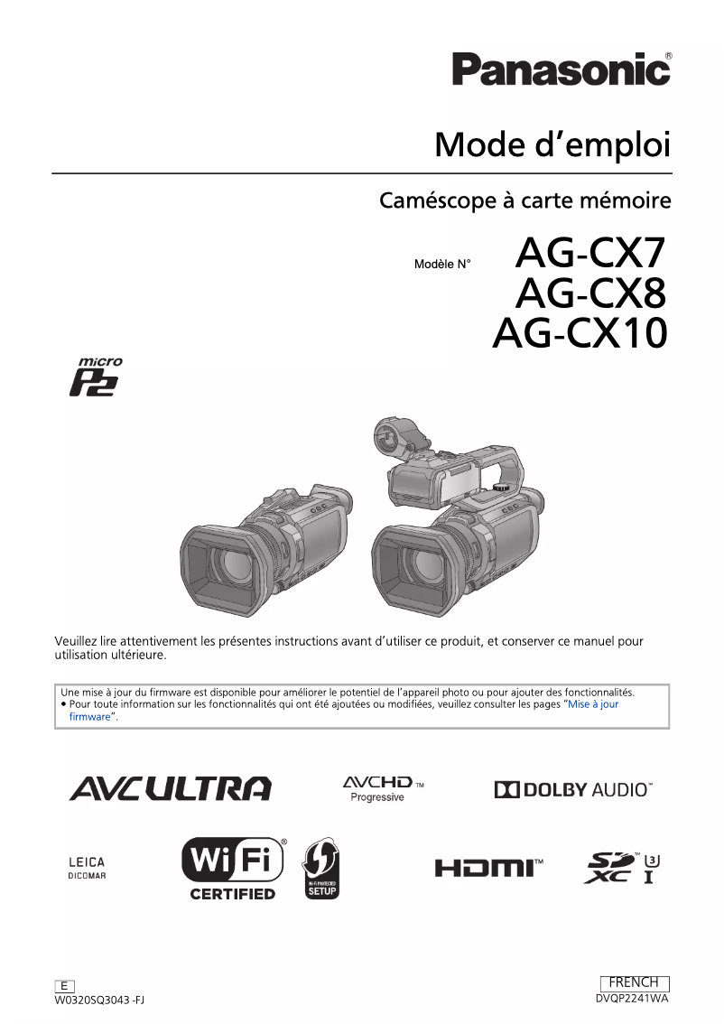 Page 1 of the manual User Manual Panasonic AG-CX10
