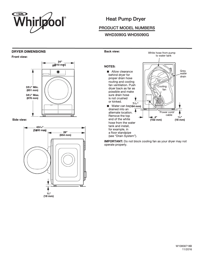 First page image of the manual for WHD5090G