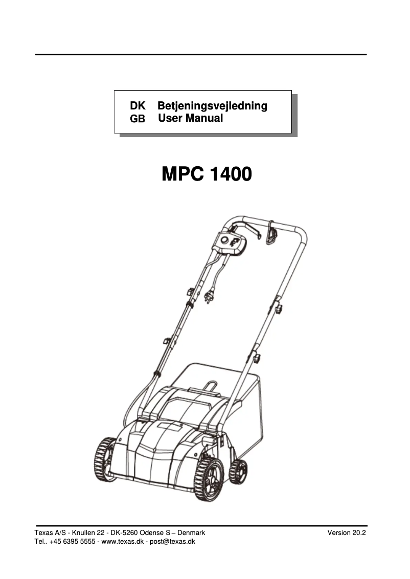 Page 1 de la notice Manuel utilisateur Texas MPC1400