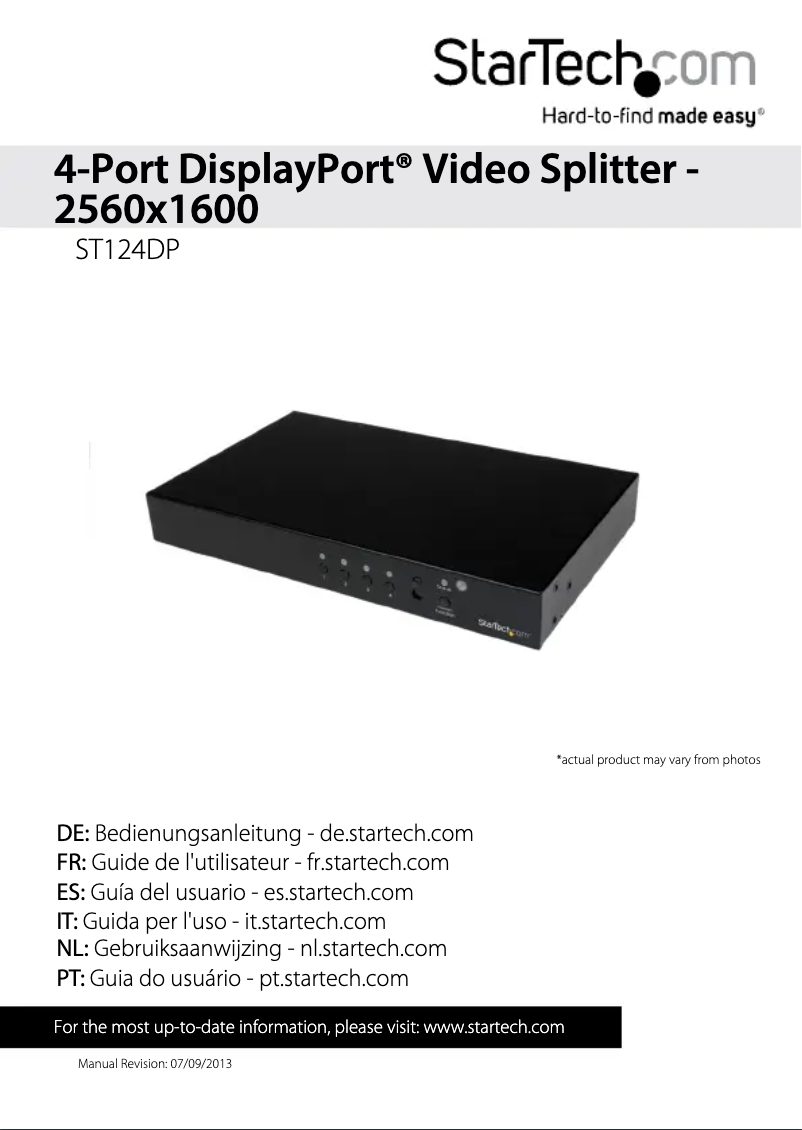 Page 1 of the manual User Manual StarTech.com ST124DP