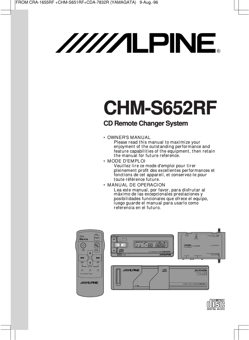 Page 1 of the manual User Manual Alpine CHM-S652RF