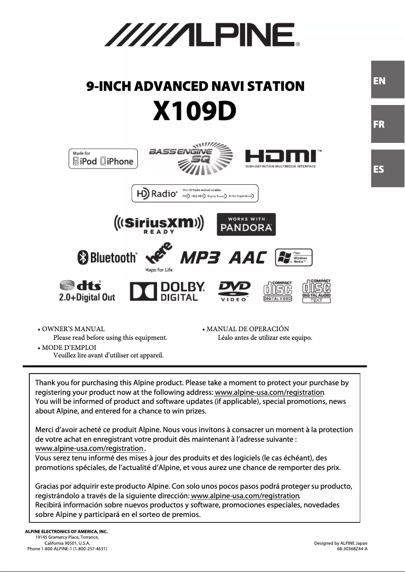 First page image of the manual for X109D