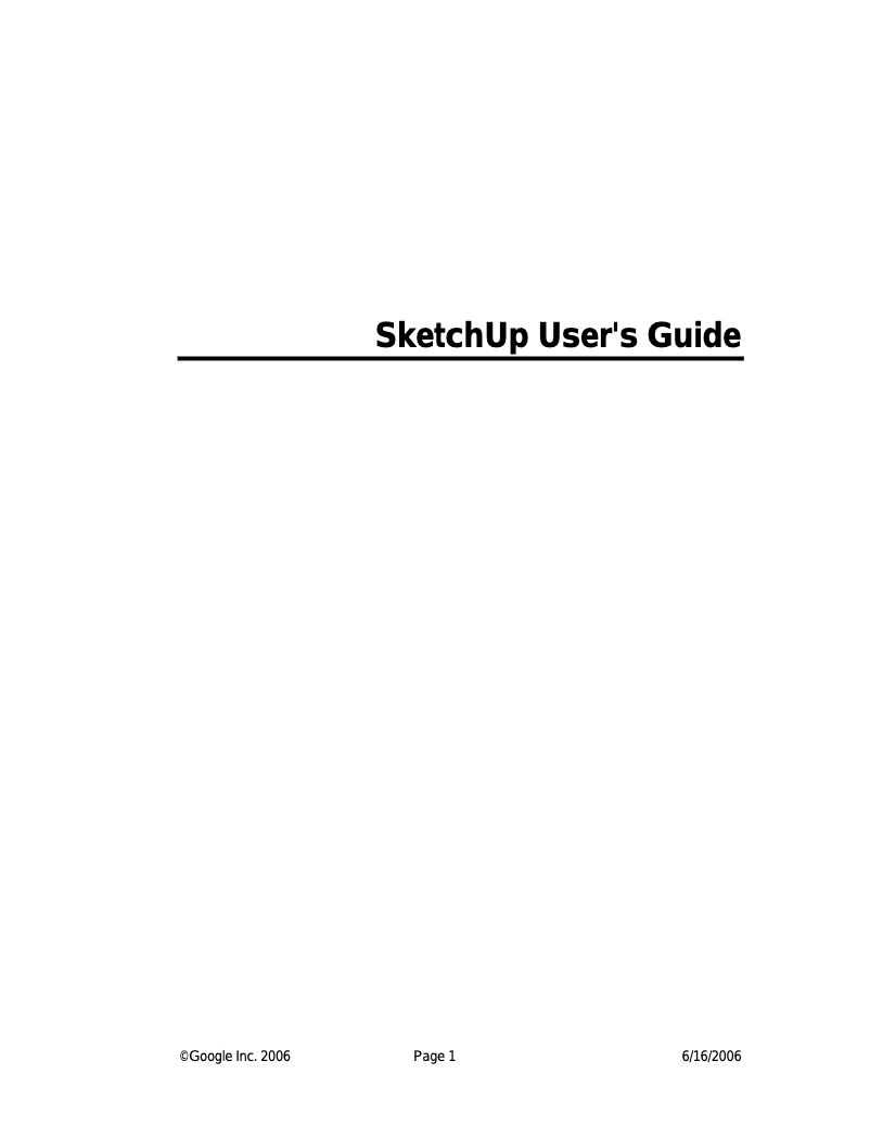 Page 1 of the manual User Manual Google SkethUp for Windows 2006