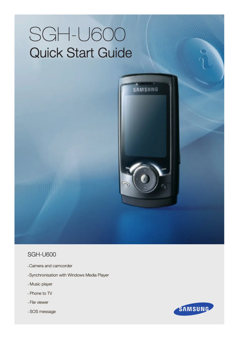First page image of the manual for SGH-U600B