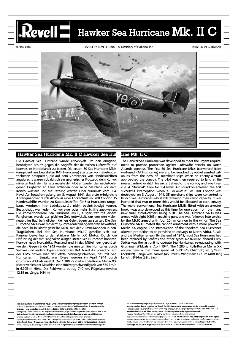 Page 1 of the manual User Manual Revell Sea Hurricane Mk.II C