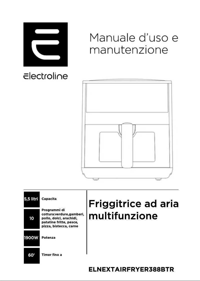 First page image of the manual for ELNEXTAIRFRYER388BTR