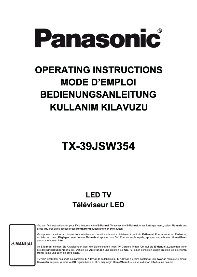 First page image of the manual for TX-39JSW354