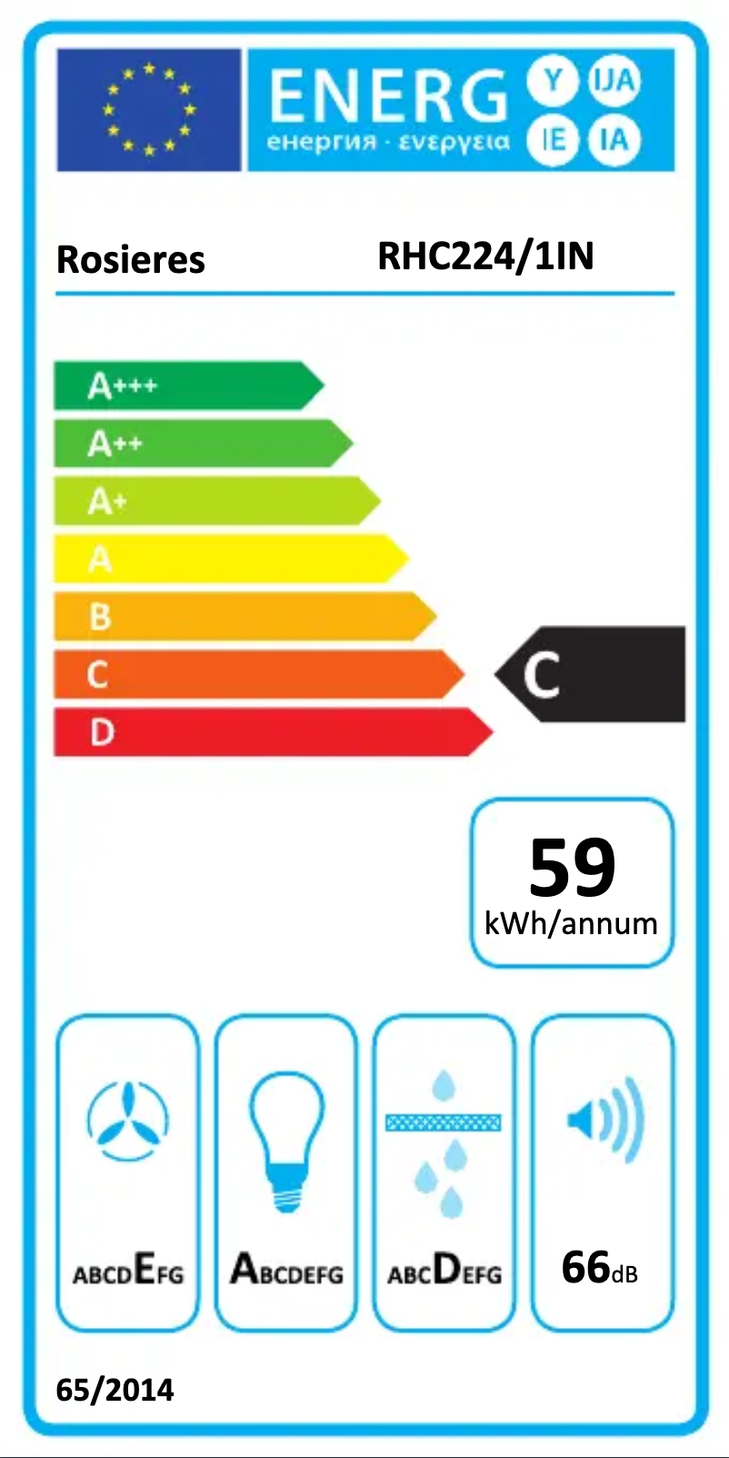 Page 1 of the manual Energy Label Rosieres RHC 224/1 IN