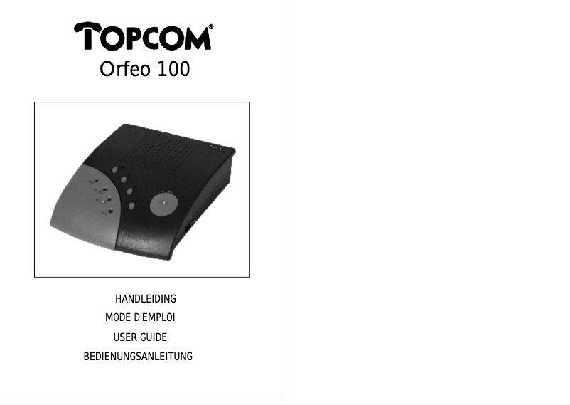 First page image of the manual for Orfeo 100