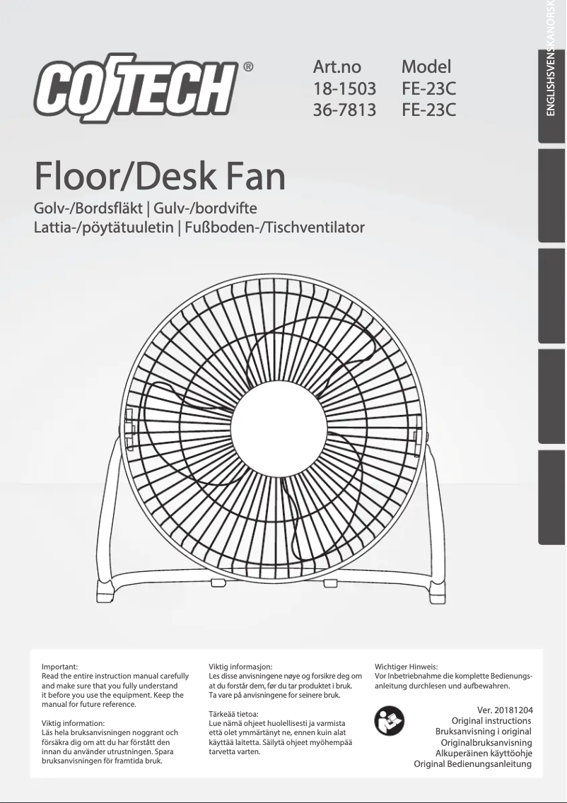 Page 1 of the manual User Manual Cotech FE-23C