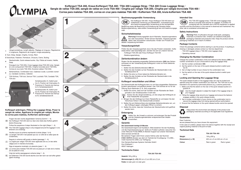 Page 1 of the manual User Manual Olympia TSA 400