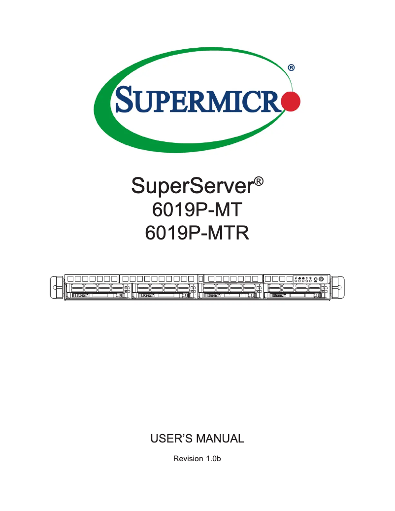 First page image of the manual for SuperServer 6019P-MT