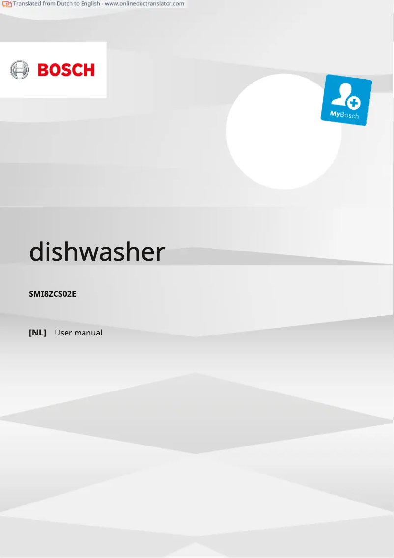 Page 1 of the manual User Manual Bosch SMI8ZCS02E