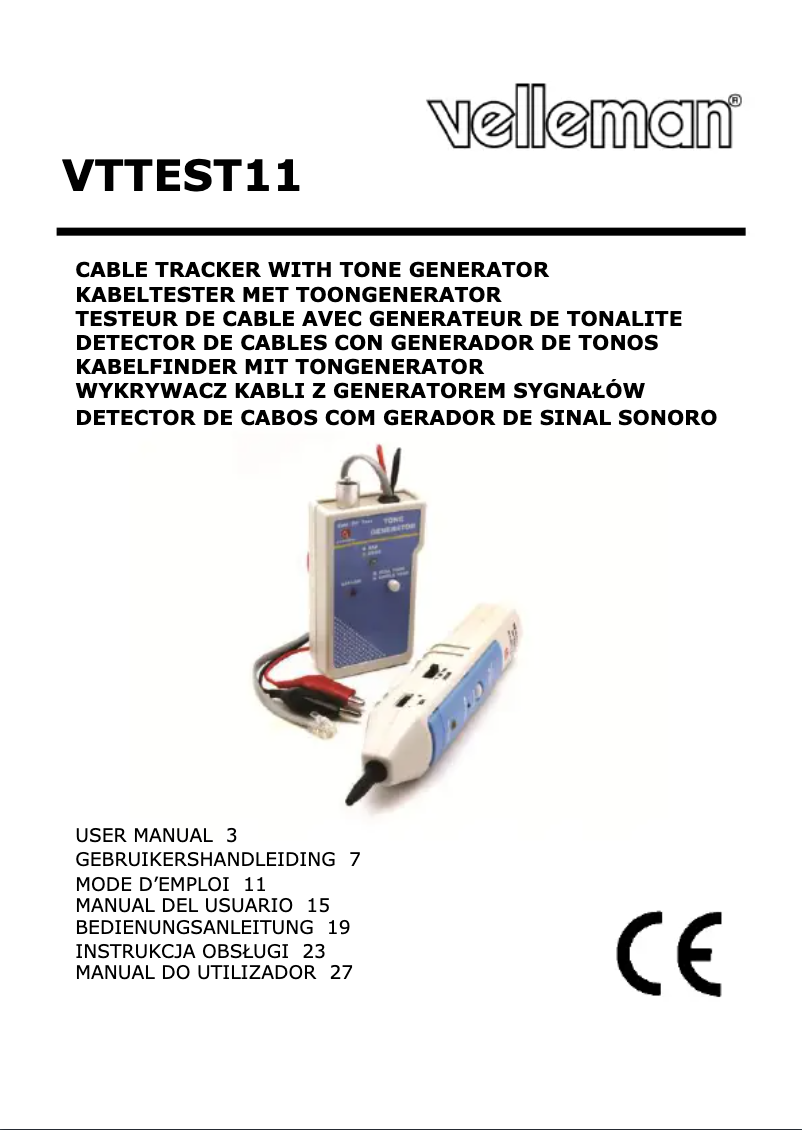 First page image of the manual for VTTEST11