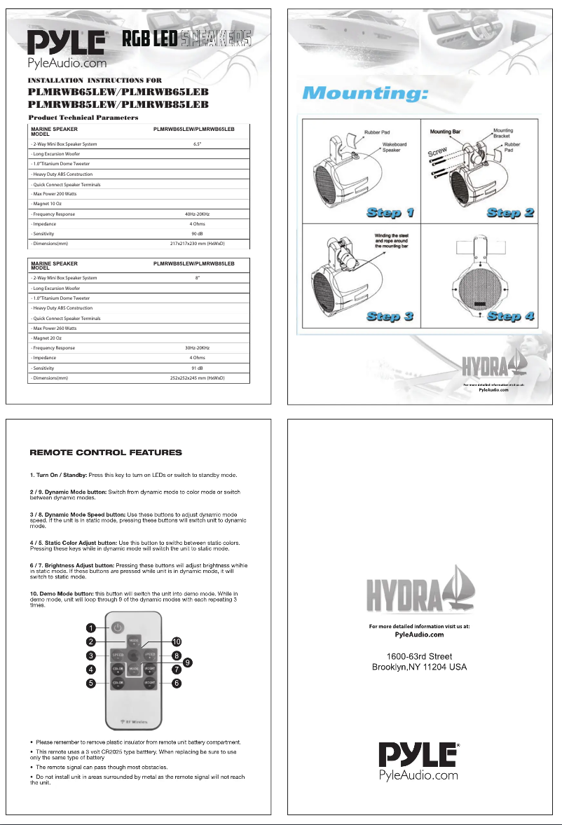 First page image of the manual for PLMRWB65LEW