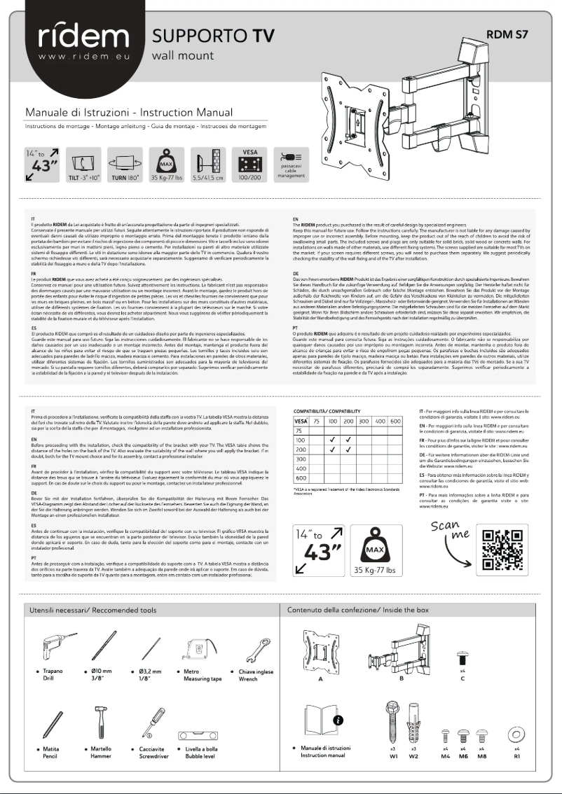 First page image of the manual for RDM S7
