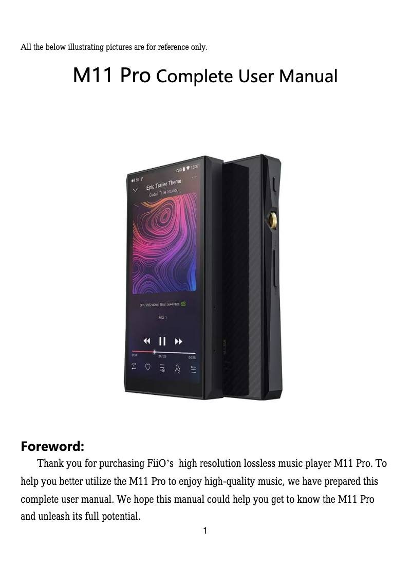 First page image of the manual for M11 Pro