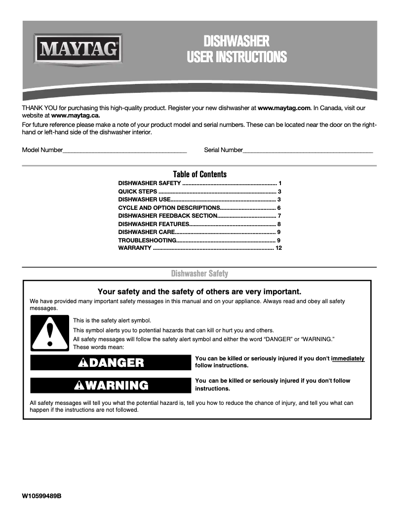 First page image of the manual for MDB8969SDM