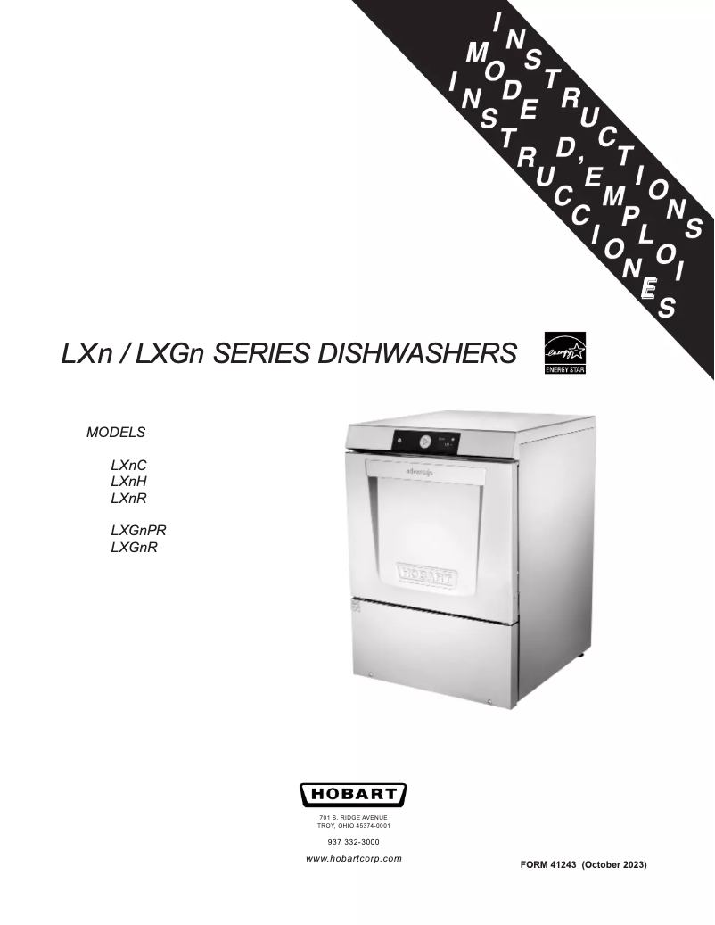 Page 1 of the manual User Manual Hobart LXnC