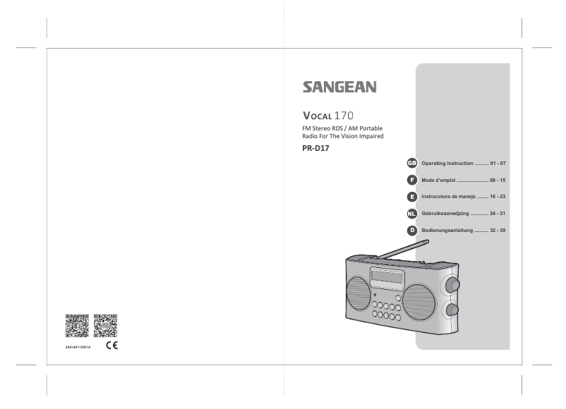 First page image of the manual for PR-D17