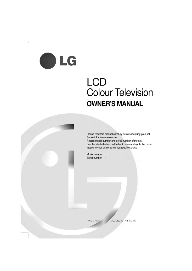 First page image of the manual for RT-20LA60
