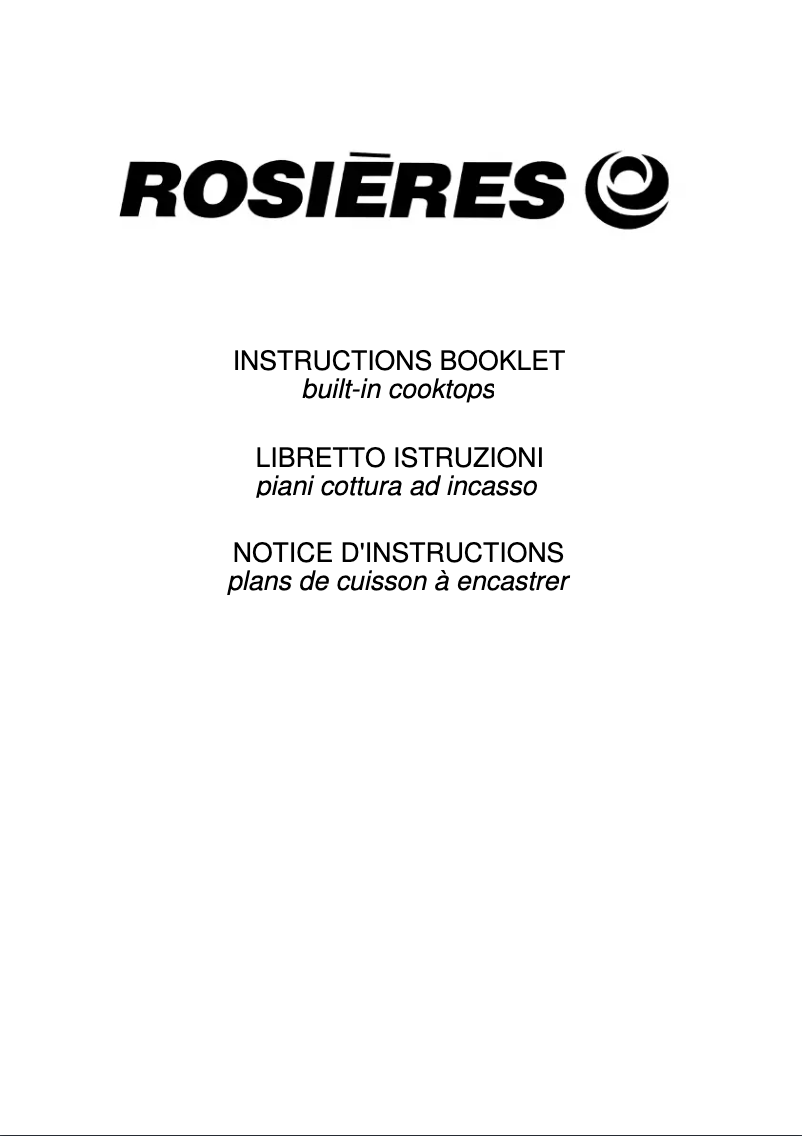Page 1 of the manual User Manual Rosieres RDVG342SF