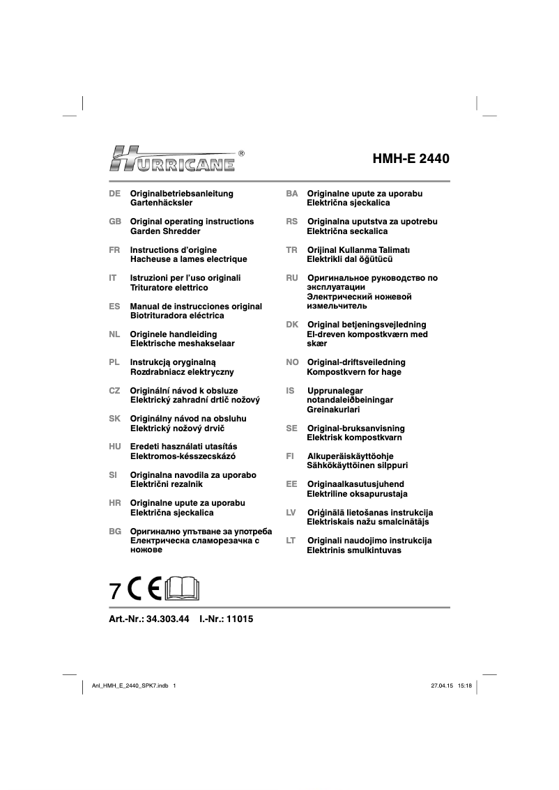 First page image of the manual for HMH-E 2440