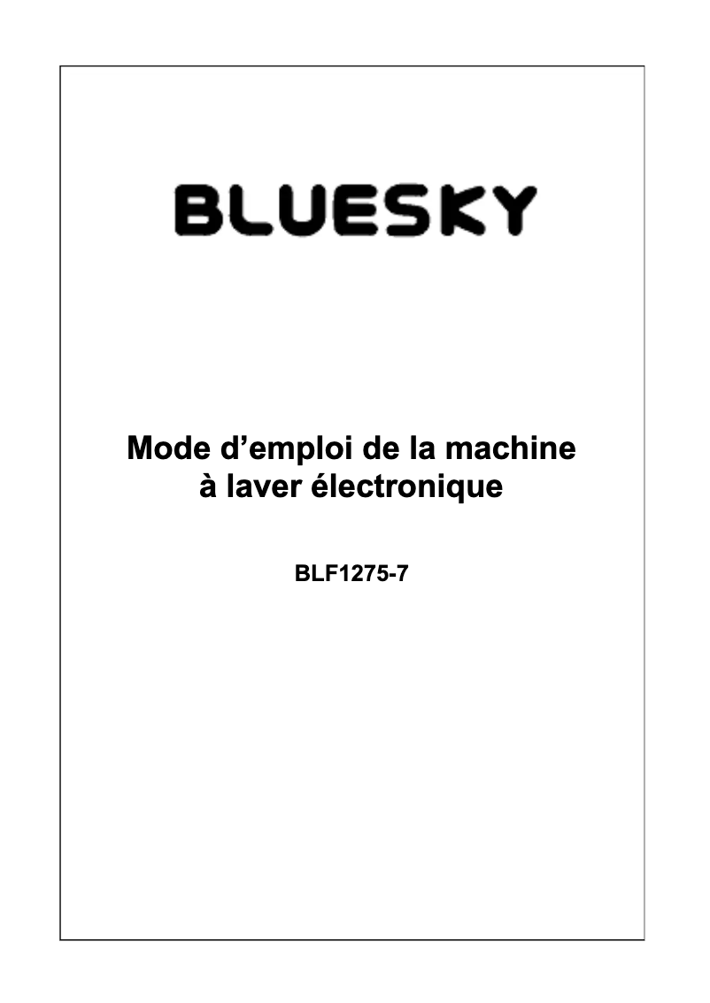 First page image of the manual for BLF1275-7